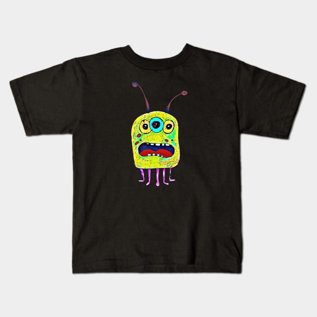 Cute Alien 2 Kids T-Shirt by funhousejen